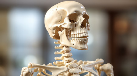 a human skeleton, isolated on a clean background, perfect for medical, science, and educational purposes.の素材