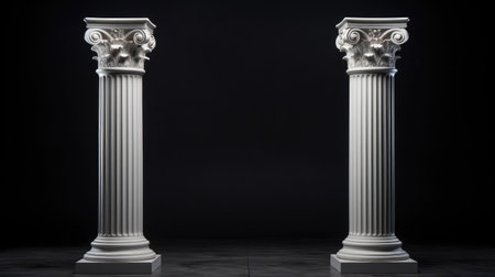 a white column isolated against a black background, showcasing the timeless elegance and architectural beauty of this classic elementの素材