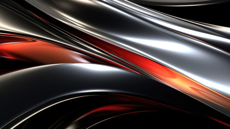 Sleek Metallic Waves: background futuristic design with this 3D illustration of reflective chrome in motion.の素材