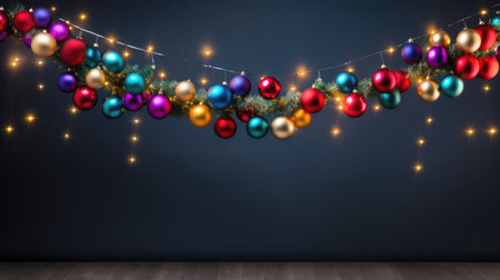 Festive Holiday Garland: Set the stage for a joyful celebration with our colorful and vibrant garland Christmas background. Perfect for spreading holiday cheerの素材