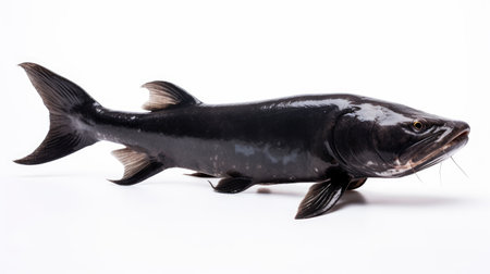 Wels catfish isolated on white backgroundの素材