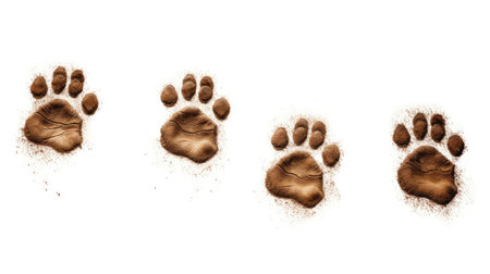 Dog Footprints on a Clean White Surface: Follow Your Canine Friend's Path."の素材