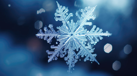 Snowflake on a dark blue backgroundの素材