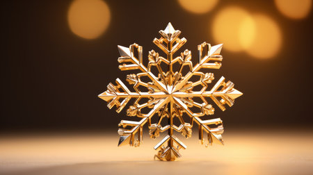 3D Golden Chrome Snowflake: Add a touch of elegance to your holiday designs with a realistic 3D golden chrome snowflake.の素材
