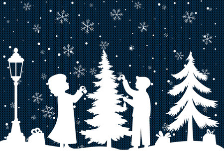 Christmas and New Year pattern knitted Plaid. Festive background for design and printのイラスト素材