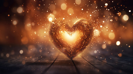 "Glowing love! A heart light with a sparks background, a symbol of radiant passion. Invest in stocks capturing the essence of luminous love.の素材