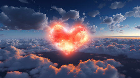 "Celestial love! Heart-shaped cloud isolated on black, a symbol of atmospheric romance. Invest in stocks capturing the essence of ethereal love in nature. Sell the romance, sell the stocksの素材