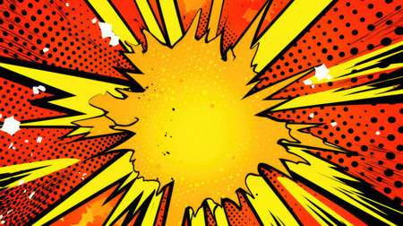 Colorful pop! paper cutout pop art comic background in vibrant yellow and orangeの素材