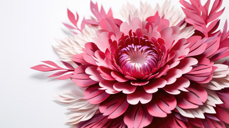 Artistic elegance! Handmade colorful paper cut flower for wedding invitation, a symbol of crafty creativity.の素材