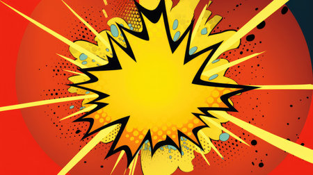 Colorful pop! paper cutout pop art comic background in vibrant yellow and orangeの素材