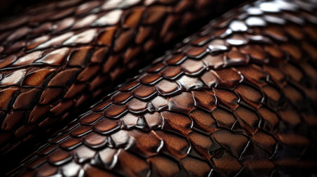Elegance in texture! close-up of brown python leather, a symbol of luxury and exotic style.の素材
