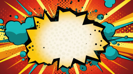 Colorful pop! paper cutout pop art comic background in vibrant yellow and orangeの素材