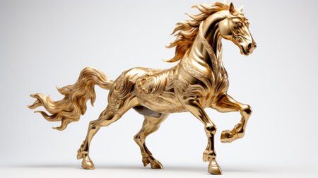 golden horse statuette, a symbol of elegance.の素材