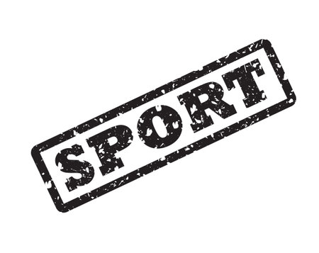 Sport watermark stamp. Text caption between parallel lines with grunge design style. Rubber seal stamp with dirty texture. Vector red color ink imprint on a white background.のイラスト素材