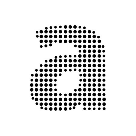 Letter A in halftone. Dotted illustration isolated on a white background.Vector illustration.のイラスト素材