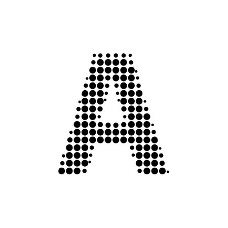 Letter A in halftone. Dotted illustration isolated on a white background.Vector illustration.のイラスト素材