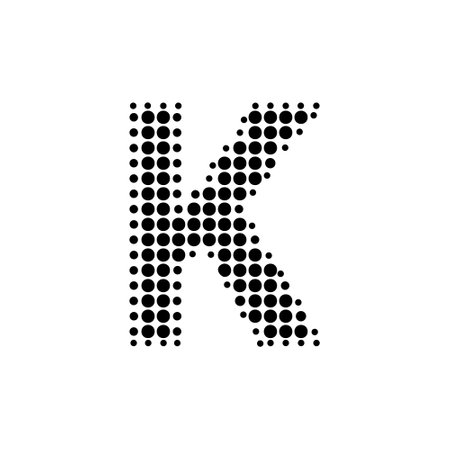 Halftone Letter "K" Vector  in Pop Art Style. New designのイラスト素材