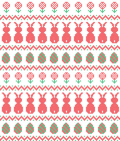 Embroidered Easter seamless ornamental patternのイラスト素材