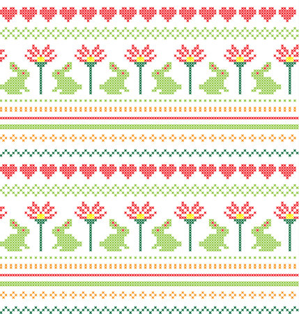 Embroidered Easter seamless ornamental patternのイラスト素材