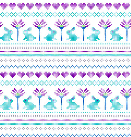 Embroidered Easter seamless ornamental patternのイラスト素材