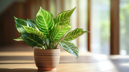 Stock photos feature a Dieffenbachia plant being repotted, highlighting the concept of botanical upgrade.の素材