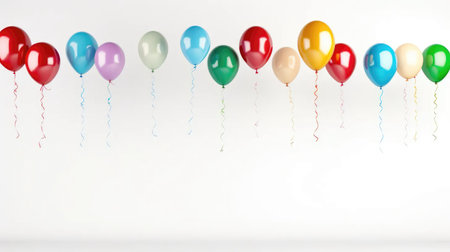 Elevate your designs with a set of vibrant balloons on a clean white backgroundの素材
