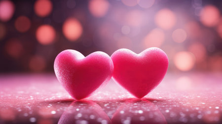 Valentine's day concept. two hearts over shiny backgroundの素材