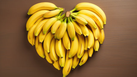 an image depicting bananas arranged in the shape of a heart, symbolizing the perfect blend of taste and health.の素材
