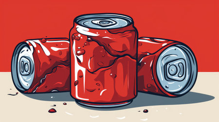 aluminum red cans isolatedの素材