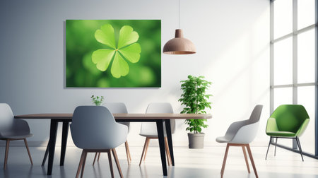 Stylish table setting for St. Patrick's Day celebration in dining roomの素材