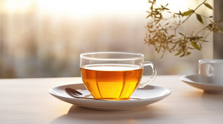 cup of tea isolated, representing the serenity of a calming drink.の素材