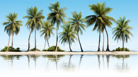 set of coconut and palm trees isolated on white, suitable for print and website use.の素材