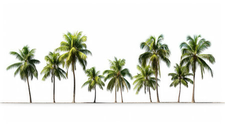 set of coconut and palm trees isolated on white, suitable for print and website use.の素材