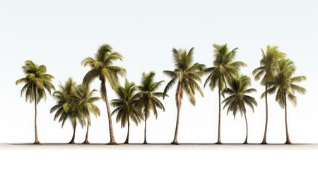 set of coconut and palm trees isolated on white, suitable for print and website use.の素材