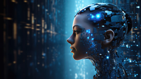 Dive into the realm of AI sophistication! interconnected knowledge representation in Artificial Intelligence, highlighting the interplay of machine learning, neural networks, aの素材