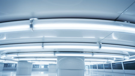 sleek design of a fluorescent lamp on a modern ceiling-an illuminating image representing contemporary decor, stylish interior lighting, and the innovative charm of modern architectureの素材