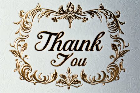 Golden Gratitude: Elevate your appreciation with our exclusive 'Thank You' gold letter design. Express your thanks in a stylish and sophisticated way with this elegant and modern emblem.の素材