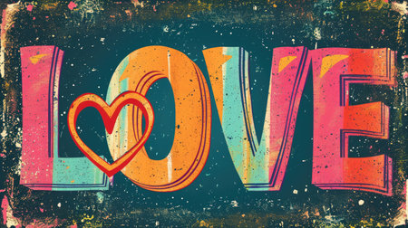 spirit of the '70s with our fun and colorful retro lettering. vibrant aesthetic and spread love in a playful, energetic style that's perfect for any design.の素材
