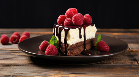 delicious chocolate cake isolated on a pristine white background. Perfect for conveying the irresistible allure and culinary excellence of this delectable dessertの素材