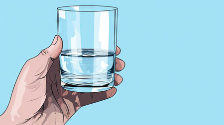 pure essence of a glass of water on a white background.の素材