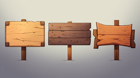 a blank wooden sign on background.の素材