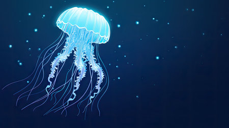 ethereal beauty of a jellyfish as a mesmerizing sea animal floating underwater.の素材