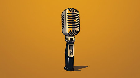 imeless elegance of a vintage microphone in a classic flat lay.の素材