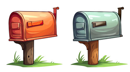 clean image of a mailbox isolated on a white background, emphasizing its simplicity and functionality.の素材
