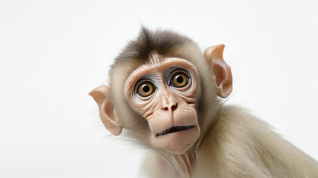 Monkey isolated on a white background, capturing its adorable and playful natureの素材