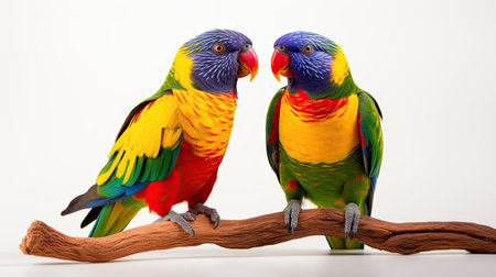 two colorful parrots in loveの素材