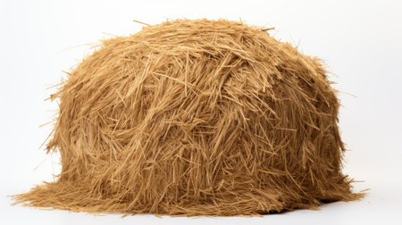 Isolated dry haystack on a white background, capturing the rustic charm and agricultural heritageの素材