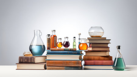 Academic cover on a clean white background, showing the essence of knowledge and educationの素材