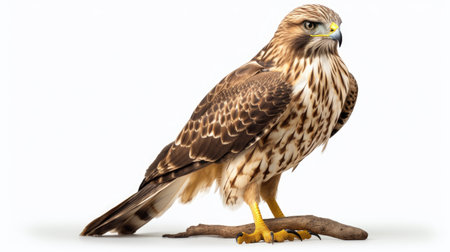 Hawk isolated on a clean white background, showcasing the regal and predatory beauty of this bird of preyの素材
