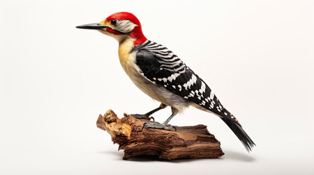 Feathered Beauty: Great Spotted Woodpecker isolated on a clean white backgroundの素材